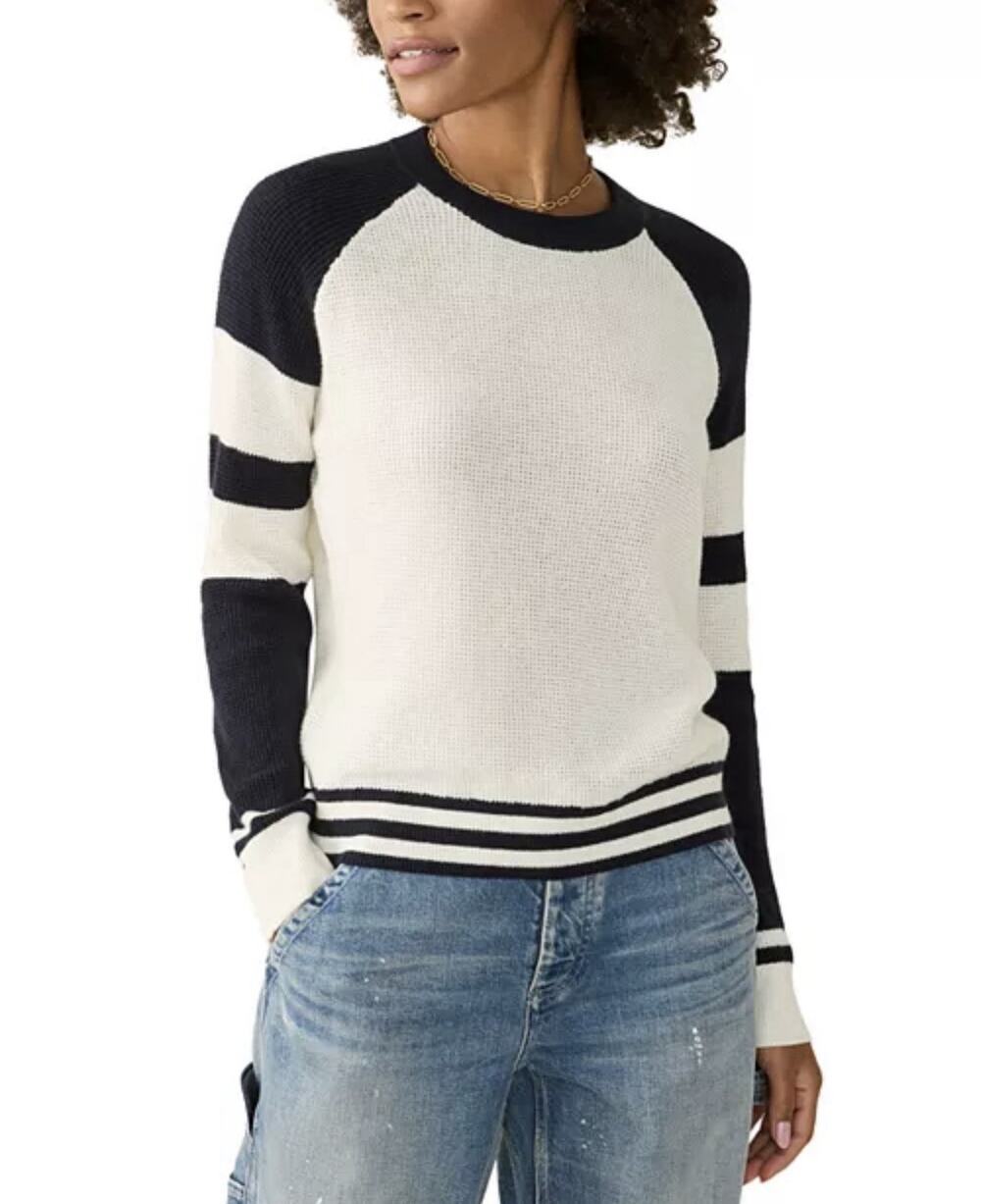 Faherty Throwback Organic Cotton Cashmere Waffle Sweater Large Pullover Coastal